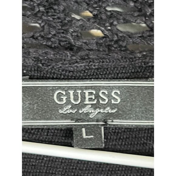 Guess Sweater Women L Black Crochet Y2K Goth Neutral Minimalist 80s Retro Soft - Picture 2 of 9